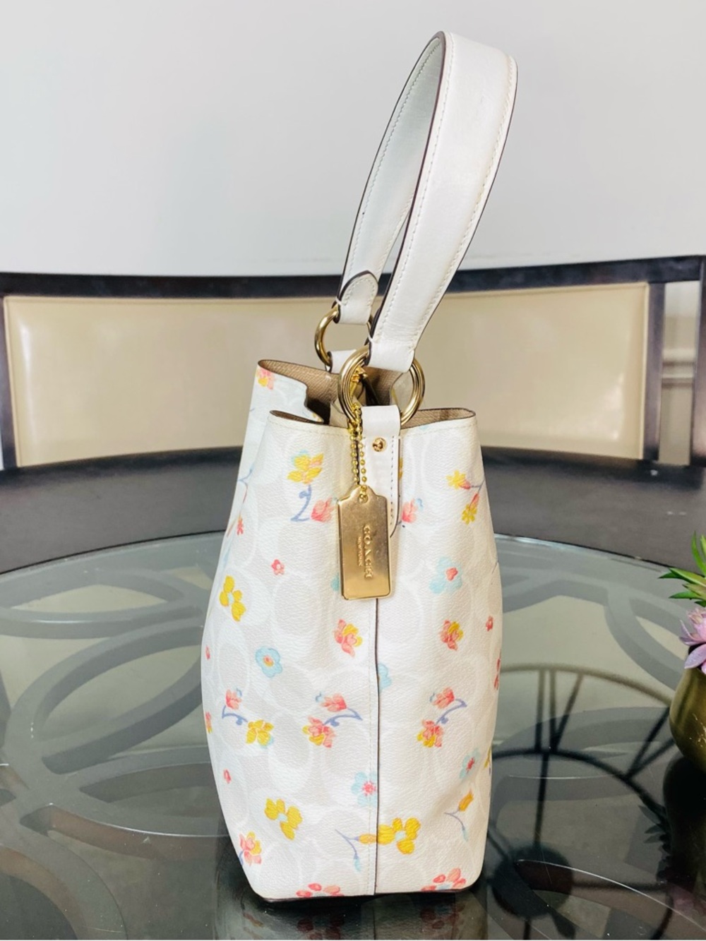COACH Small Town Bucket Bag In Signature Canvas With Mystical Floral Print - Picture 4 of 12